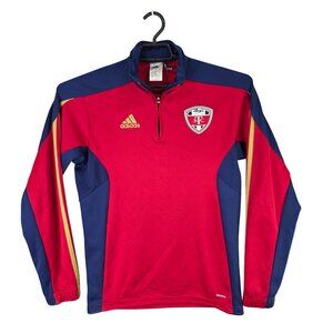 Mens Adidas Hurricane STC Red & Navy ClimaCool Training 1/4 Zip Pullover Size S
